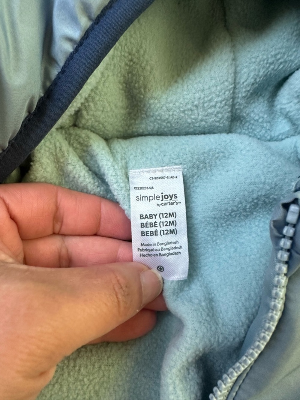 Carter's Blue Colorblock Puffer One-Piece Water Proof Snowsuit - Picture 7 of 14
